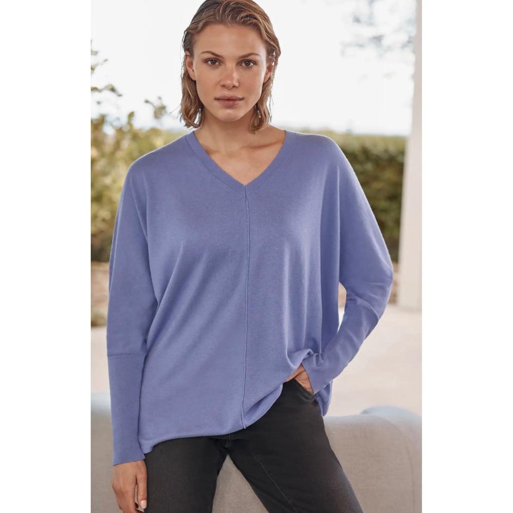 pure Jill Petite V Neck Dolman‎ Sleeve Sweater Blue Size M